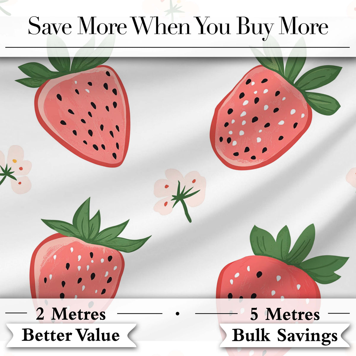 Cute Strawberry Floral Pastel Seamless Pattern Digital Print Fabric by the Metre UK Sewing Quilting Textile