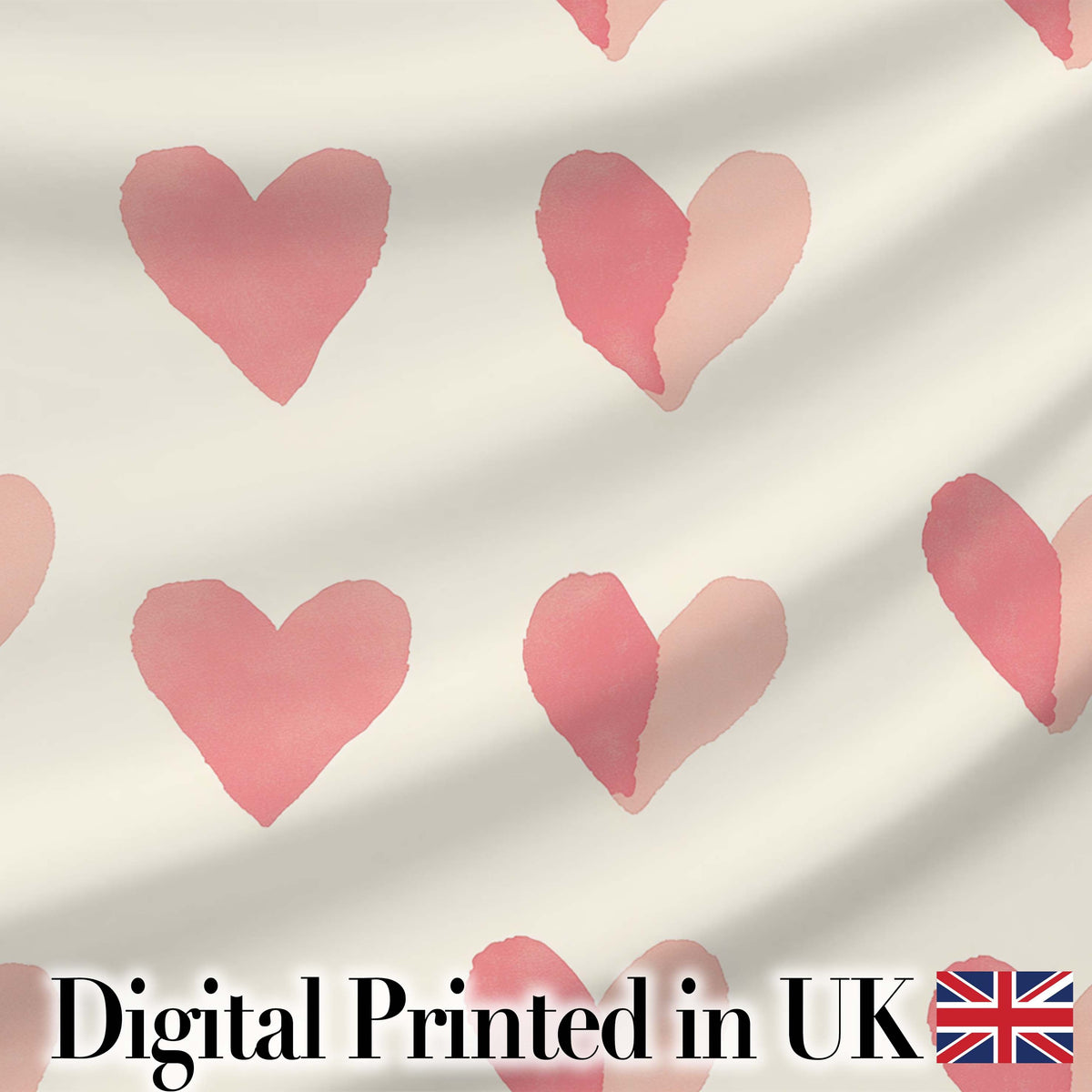 Soft Pink Heart Love Romantic Seamless Pattern Digital Print Fabric by the Metre UK Sewing Quilting Textile