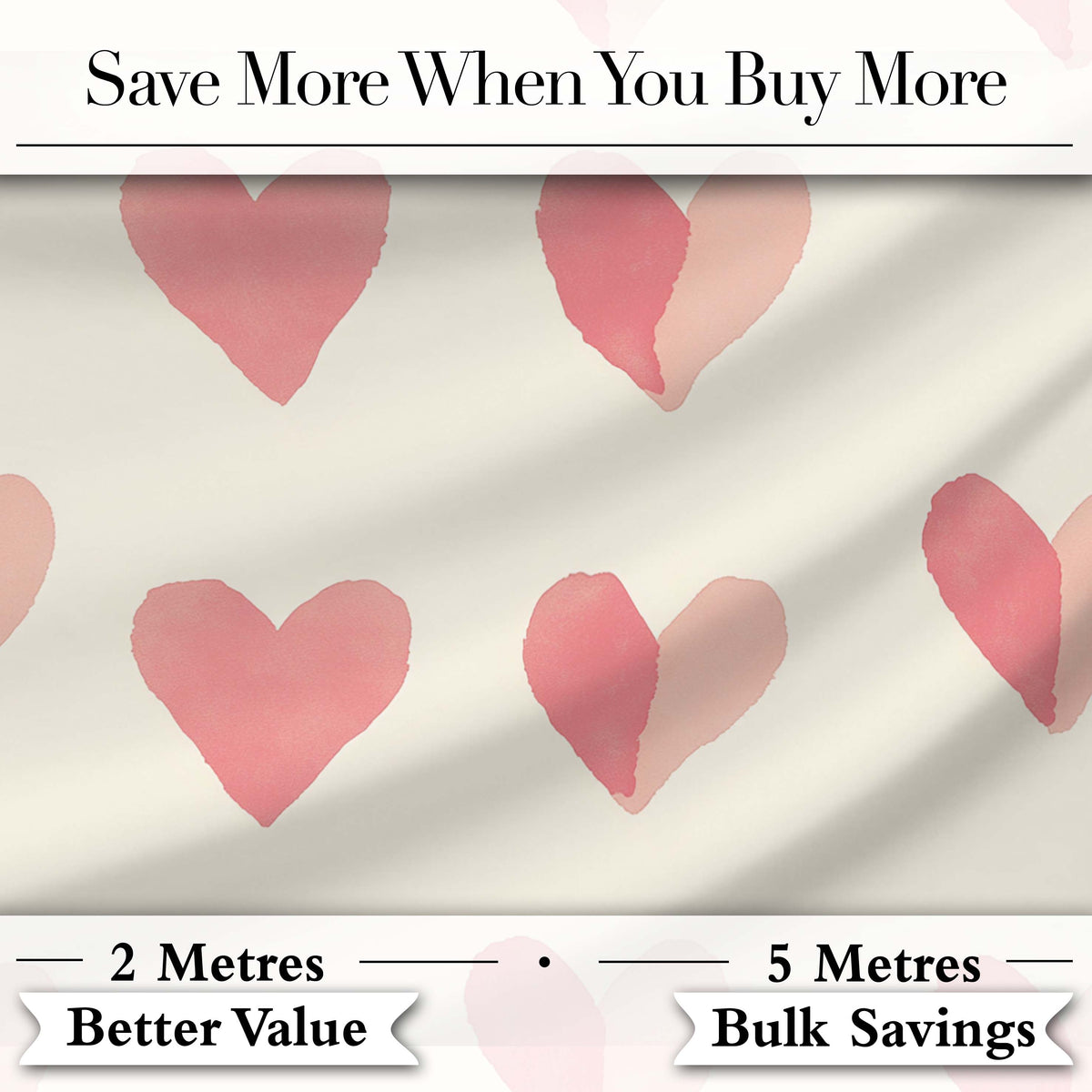 Soft Pink Heart Love Romantic Seamless Pattern Digital Print Fabric by the Metre UK Sewing Quilting Textile