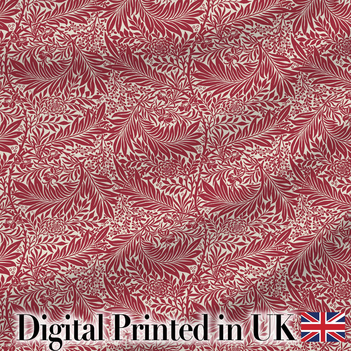 Elegant Red Botanical Floral Classic Seamless Pattern Digital Print Fabric by the Metre UK Sewing Quilting Textile