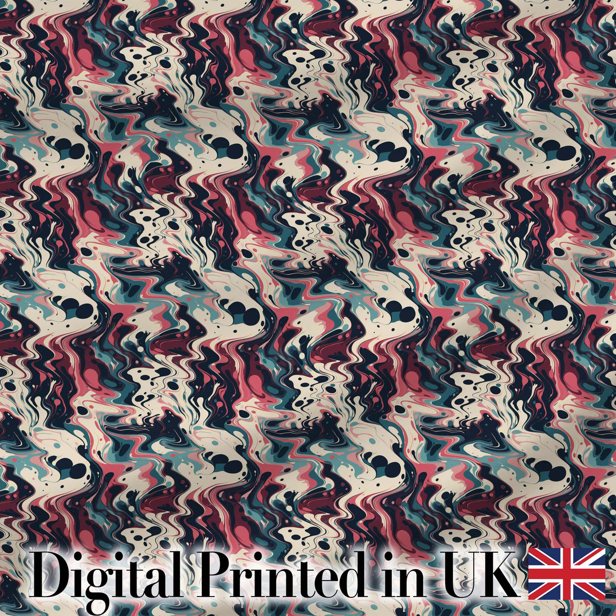 Retro Dark Abstract Paint Swirl Seamless Pattern Digital Print Fabric by the Metre UK Sewing Quilting Textile