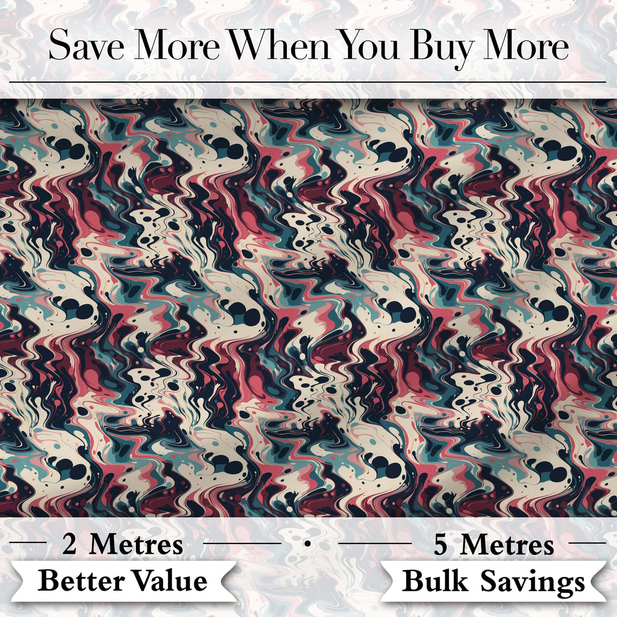 Retro Dark Abstract Paint Swirl Seamless Pattern Digital Print Fabric by the Metre UK Sewing Quilting Textile