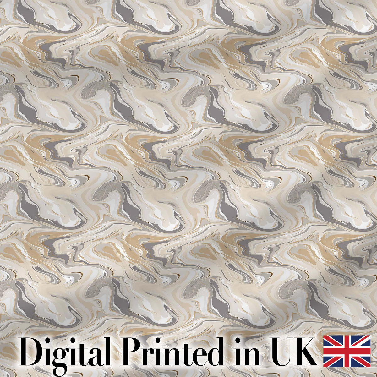 Soft Grey Beige Marble Flow Seamless Pattern Digital Print Fabric by the Metre UK Sewing Quilting Textile