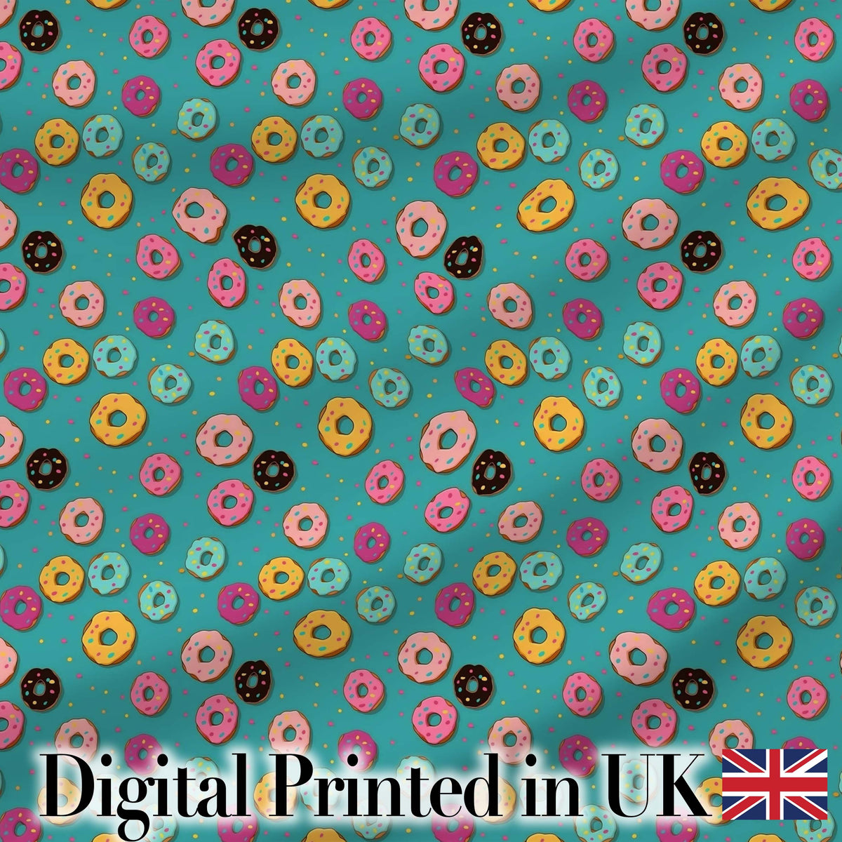 Pastel Donut Sweet Treat Seamless Pattern Digital Print Fabric by the Metre UK Sewing Quilting Textile