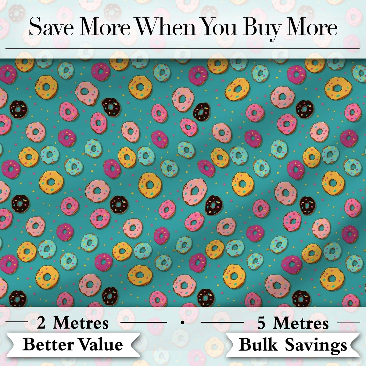 Pastel Donut Sweet Treat Seamless Pattern Digital Print Fabric by the Metre UK Sewing Quilting Textile