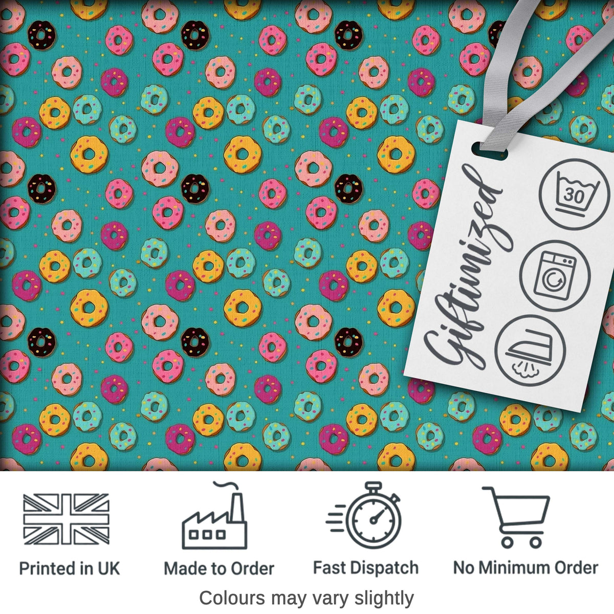Pastel Donut Sweet Treat Seamless Pattern Digital Print Fabric by the Metre UK Sewing Quilting Textile