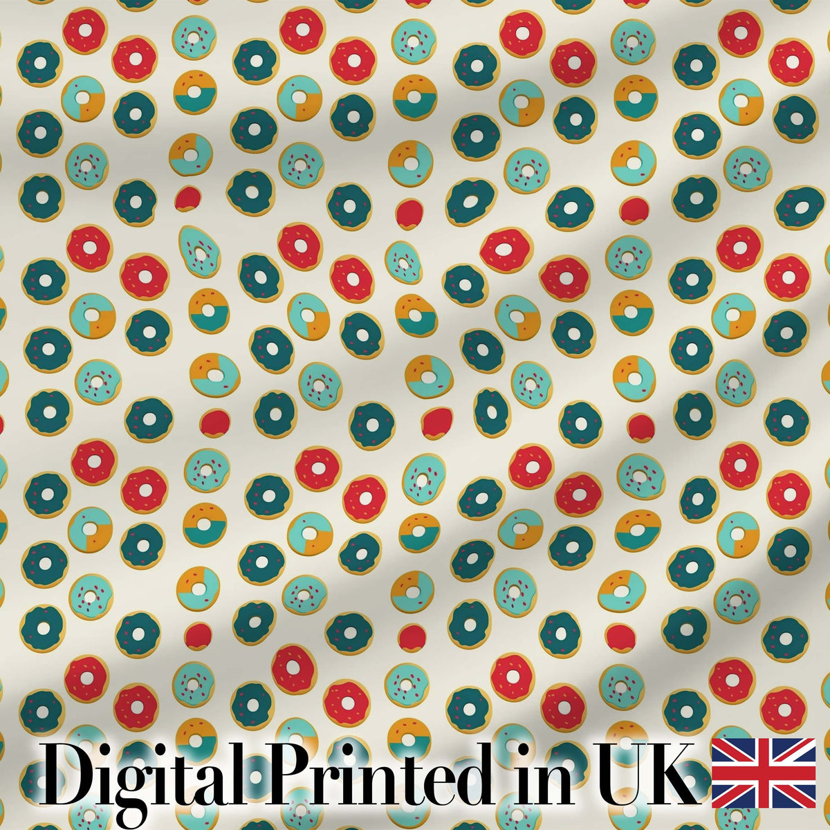 Minimal Donut Icons on Cream Background Seamless Pattern Digital Print Fabric by the Metre UK Sewing Textile