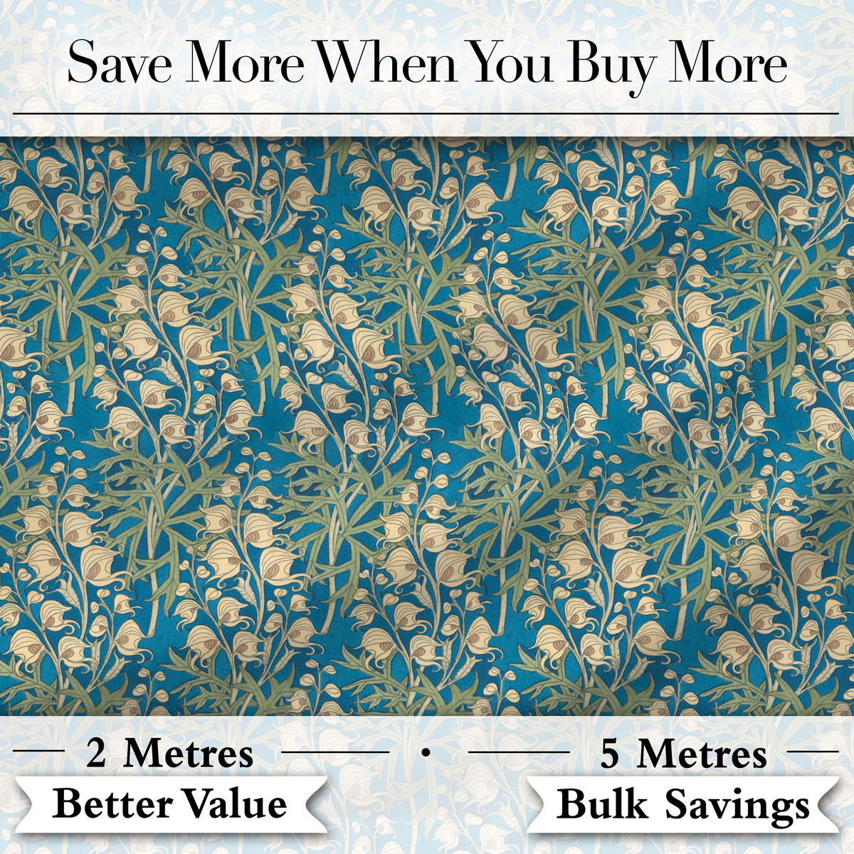 Vintage Style Floral Botanical Pattern on Blue Background Seamless Pattern Digital Print Fabric by the Metre UK Sewing Quilting Textile