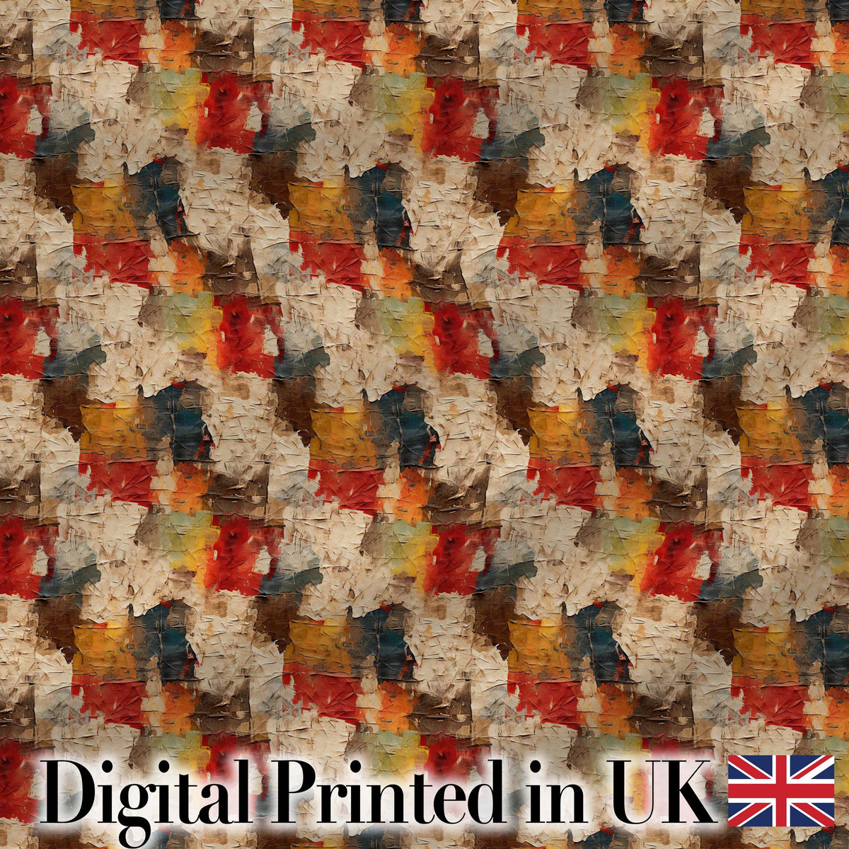 Abstract Textured Paint Brush Pattern in Warm Tones Seamless Pattern Digital Print Fabric by the Metre UK Sewing Quilting Textile