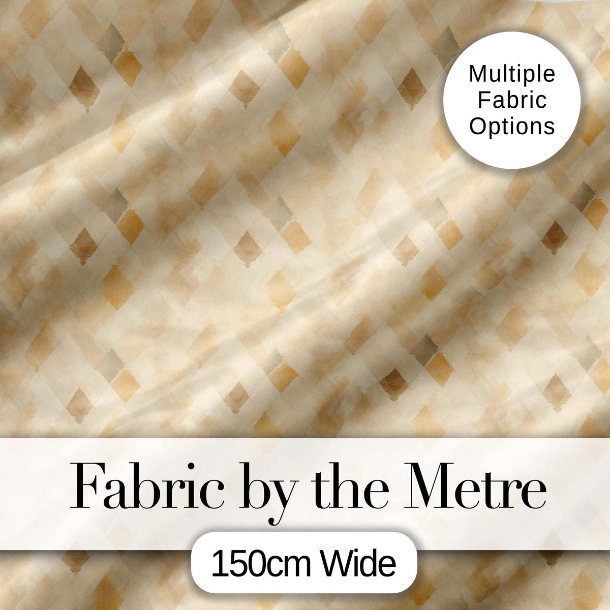 Soft Neutral Geometric Diamond Pattern on Beige Background Seamless Pattern Digital Print Fabric by the Metre UK Sewing Quilting Textile