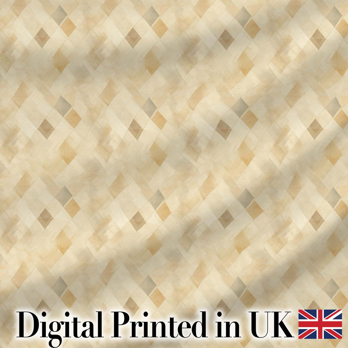 Soft Neutral Geometric Diamond Pattern on Beige Background Seamless Pattern Digital Print Fabric by the Metre UK Sewing Quilting Textile