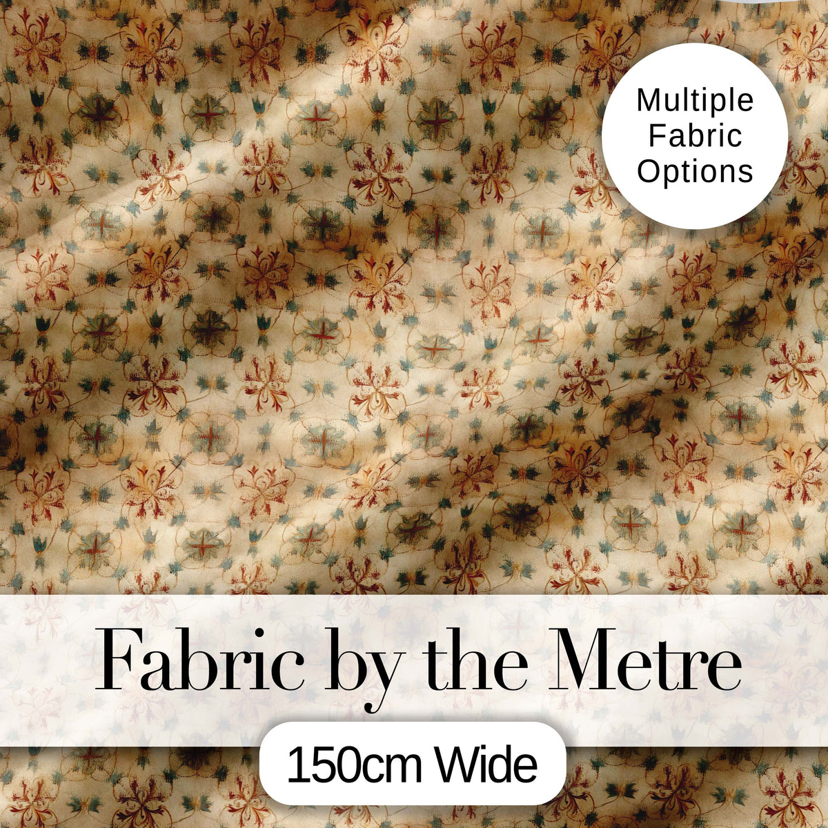 Elegant Floral Vintage Pattern in Soft Neutral Tones Seamless Pattern Digital Print Fabric by the Metre UK Sewing Quilting Textile