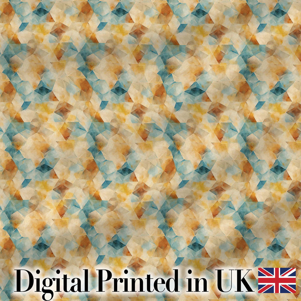 Abstract Geometric Watercolor Shapes in Soft Blue and Orange Seamless Pattern Digital Print Fabric by the Metre UK Sewing Quilting Textile