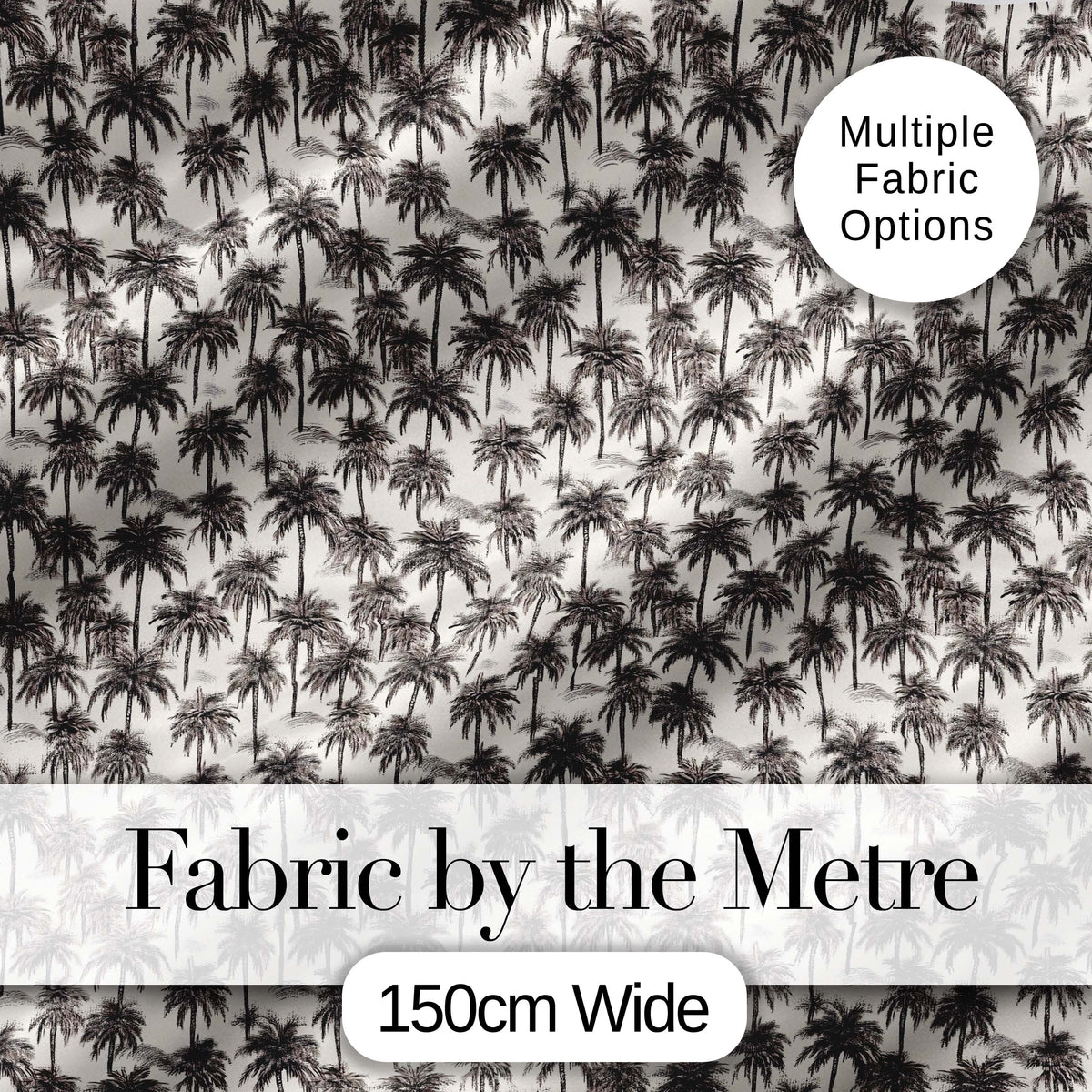 Tropical Palm Tree Monochrome Sketch Pattern Neutral Coastal Textile Design Digital Print Fabric by the Metre UK Sewing Quilting Textile