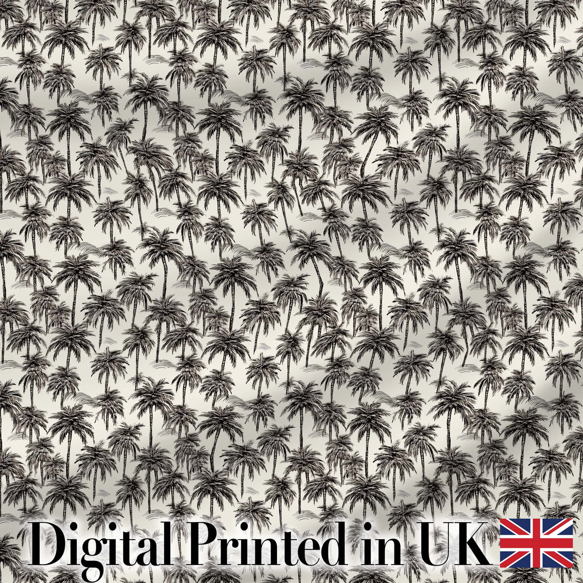 Tropical Palm Tree Monochrome Sketch Pattern Neutral Coastal Textile Design Digital Print Fabric by the Metre UK Sewing Quilting Textile