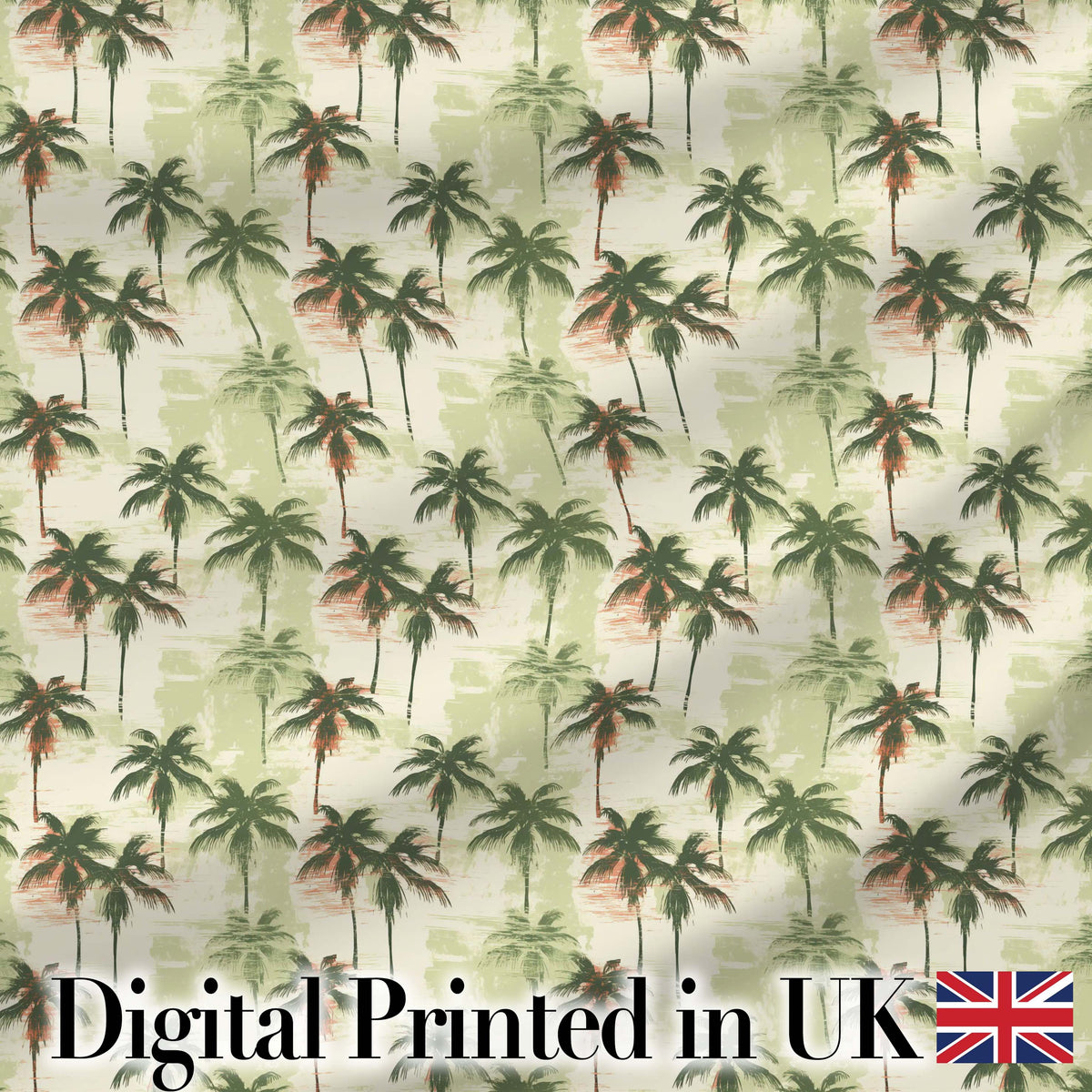 Abstract Palm Tree Grunge Seamless Pattern Artistic Coastal Textile Design Digital Print Fabric by the Metre UK Sewing Quilting Textile