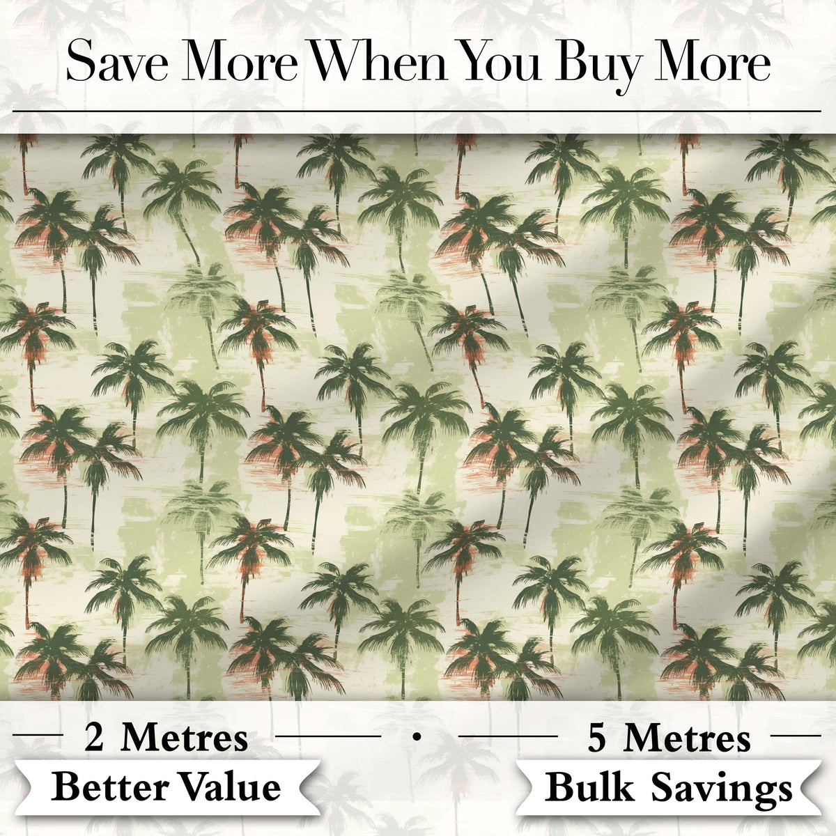 Abstract Palm Tree Grunge Seamless Pattern Artistic Coastal Textile Design Digital Print Fabric by the Metre UK Sewing Quilting Textile