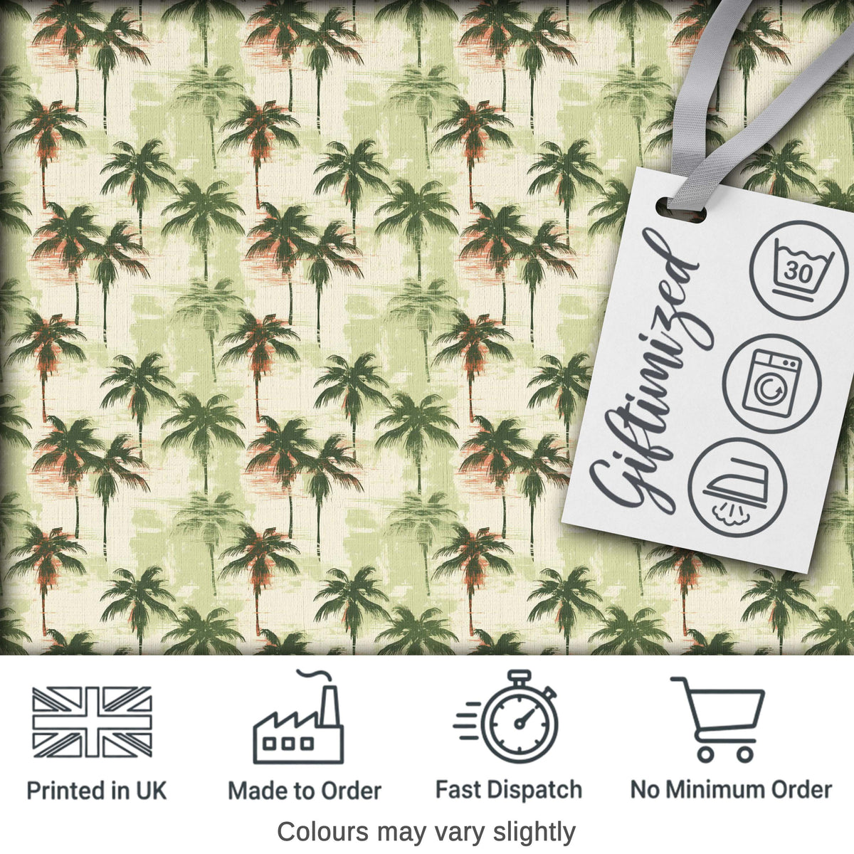 Abstract Palm Tree Grunge Seamless Pattern Artistic Coastal Textile Design Digital Print Fabric by the Metre UK Sewing Quilting Textile