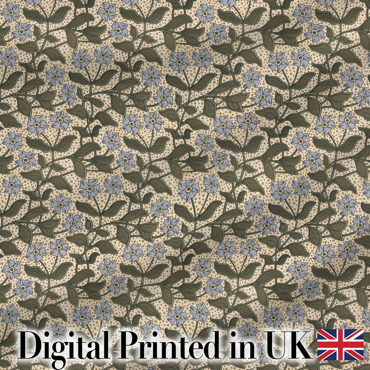 Vintage Floral Vine Small Blue Flowers Seamless Pattern Classic Fabric Digital Print Fabric by the Metre UK Sewing Quilting Textile