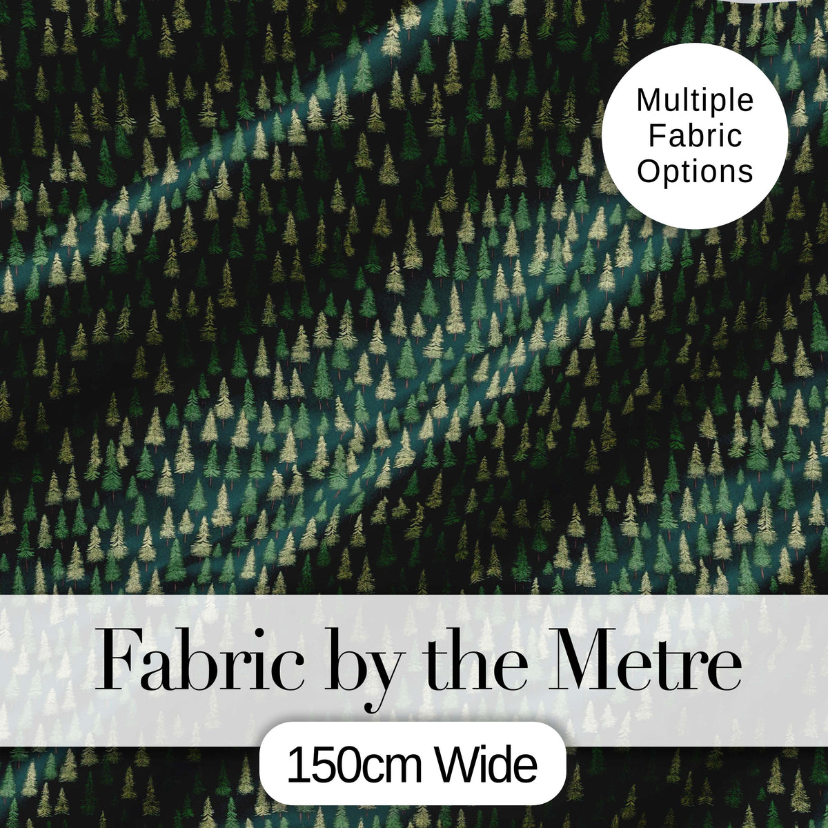 Small Pine Tree Forest Scatter Seamless Pattern Dark Green Woodland Fabric Digital Print Fabric by the Metre UK Sewing Quilting Textile