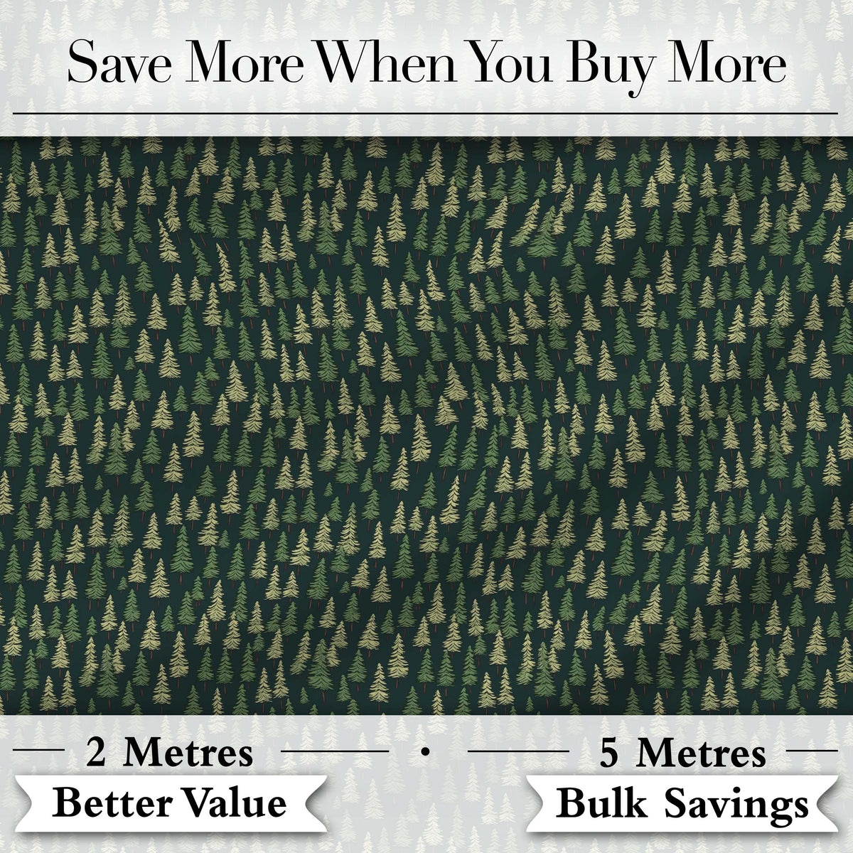 Small Pine Tree Forest Scatter Seamless Pattern Dark Green Woodland Fabric Digital Print Fabric by the Metre UK Sewing Quilting Textile