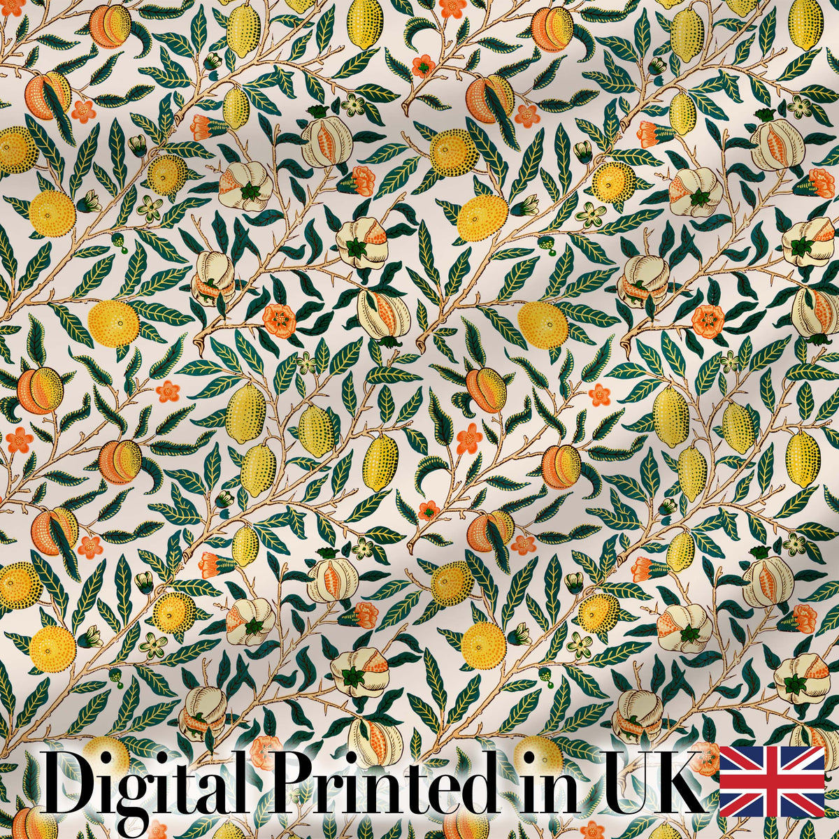 Vintage Citrus Fruit Branches Seamless Pattern Botanical Garden Fabric Digital Print Fabric by the Metre UK Sewing Quilting Textile