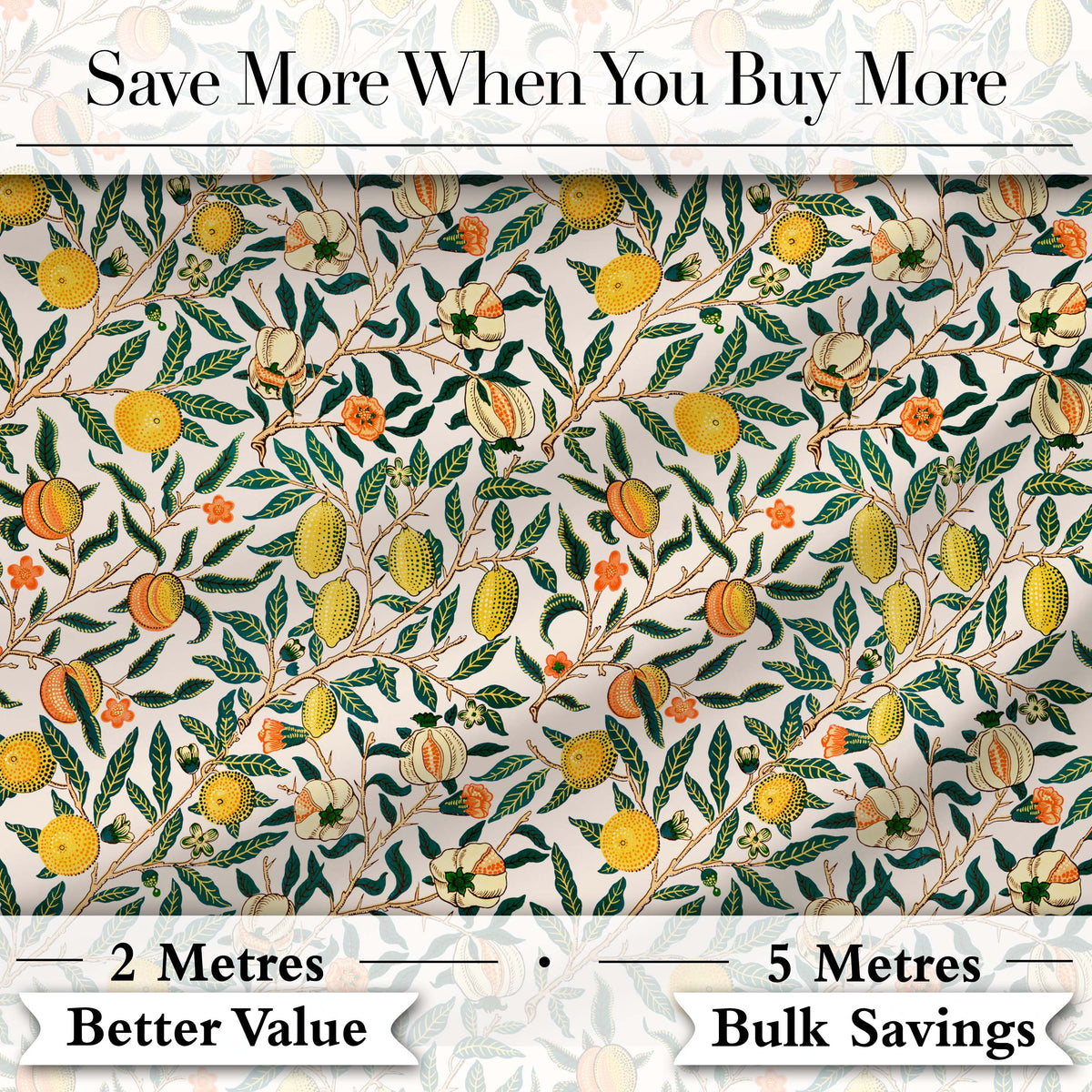 Vintage Citrus Fruit Branches Seamless Pattern Botanical Garden Fabric Digital Print Fabric by the Metre UK Sewing Quilting Textile