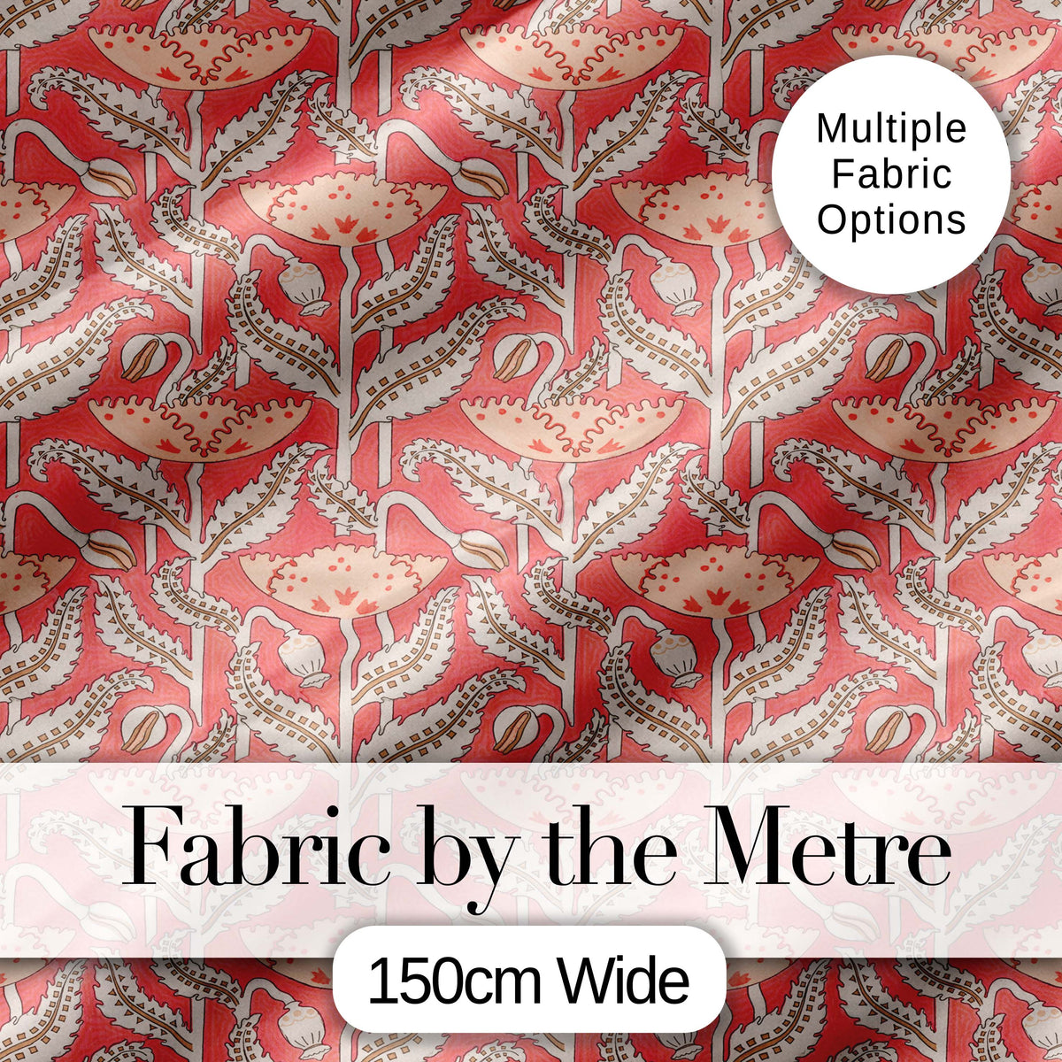 Art Nouveau Floral Pattern with Stylized Leaves Seamless Fabric Digital Print Fabric by the Metre UK Sewing Quilting Textile
