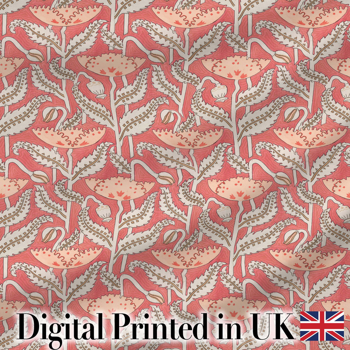 Art Nouveau Floral Pattern with Stylized Leaves Seamless Fabric Digital Print Fabric by the Metre UK Sewing Quilting Textile
