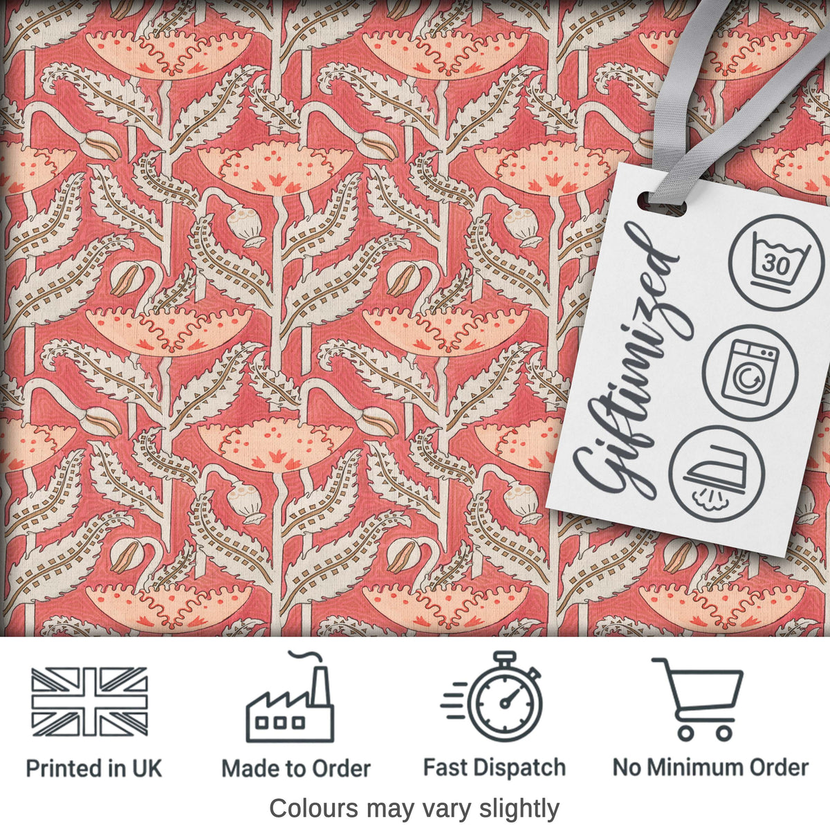 Art Nouveau Floral Pattern with Stylized Leaves Seamless Fabric Digital Print Fabric by the Metre UK Sewing Quilting Textile