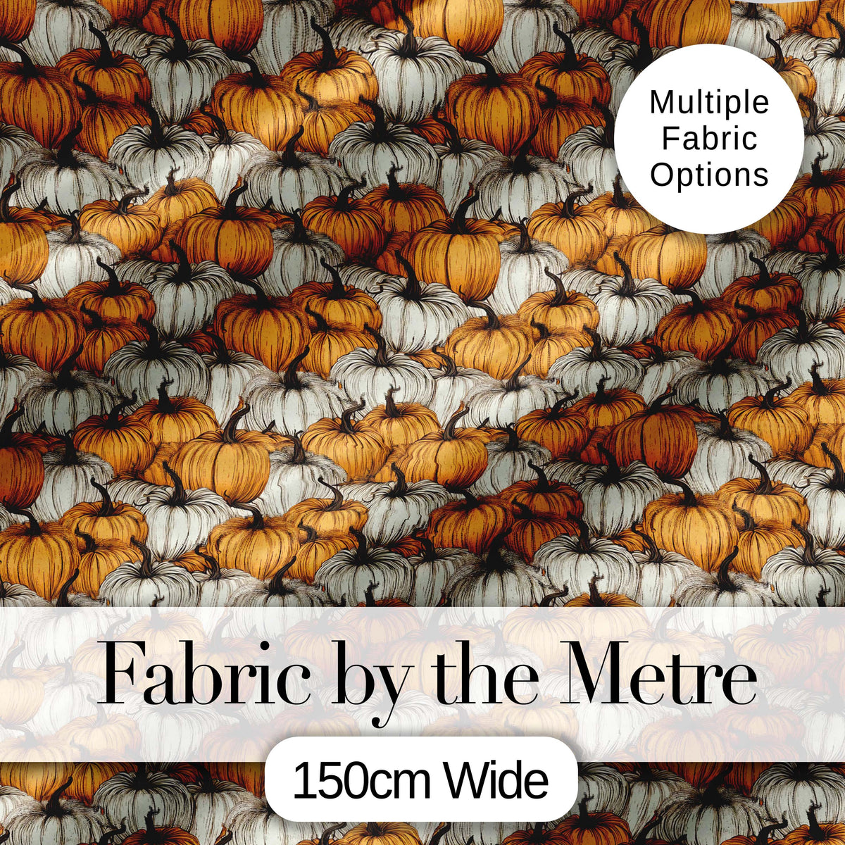 Rustic Pumpkin Patch Seamless Pattern Autumn Harvest Farm Fabric Digital Print Fabric by the Metre UK Sewing Quilting Textile