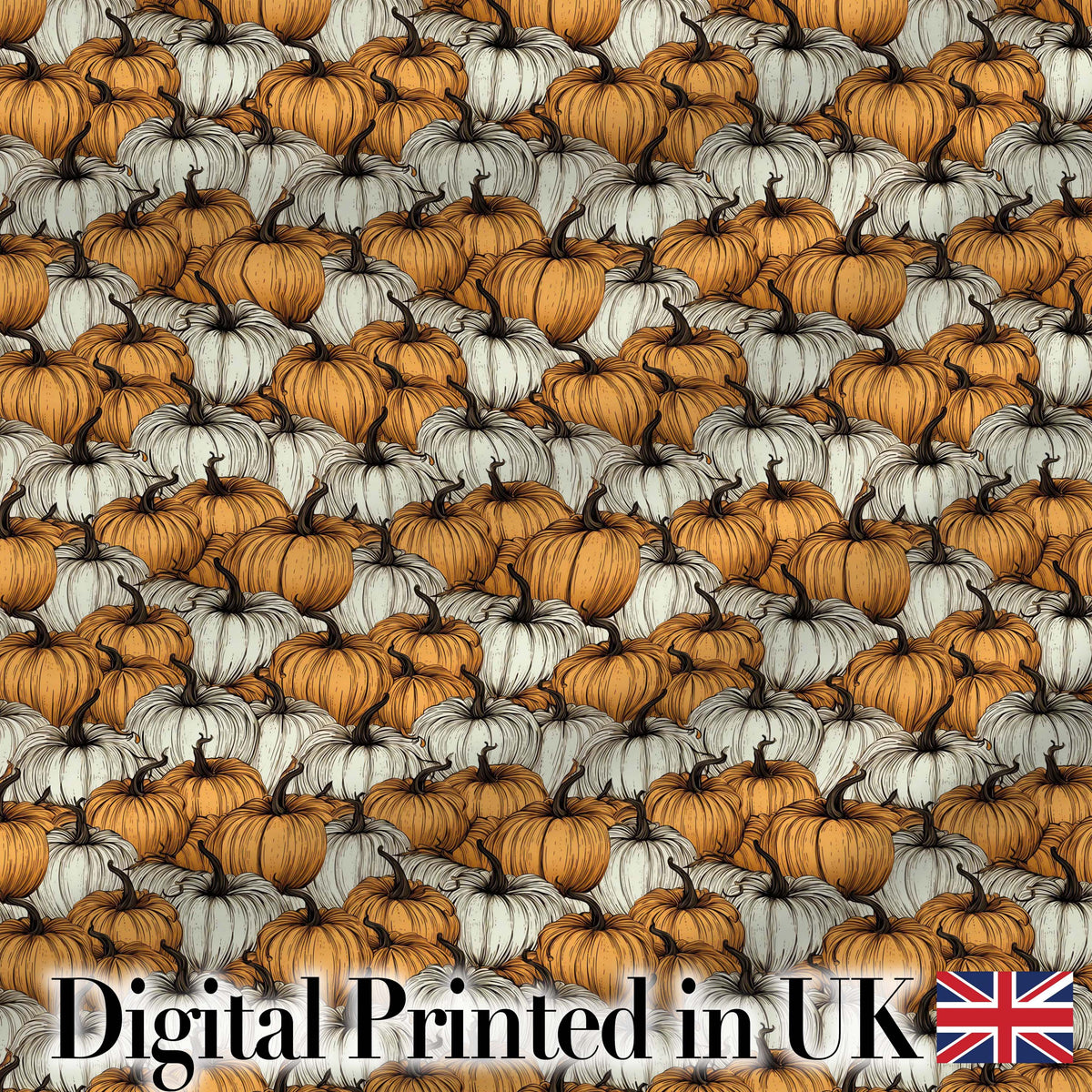 Rustic Pumpkin Patch Seamless Pattern Autumn Harvest Farm Fabric Digital Print Fabric by the Metre UK Sewing Quilting Textile