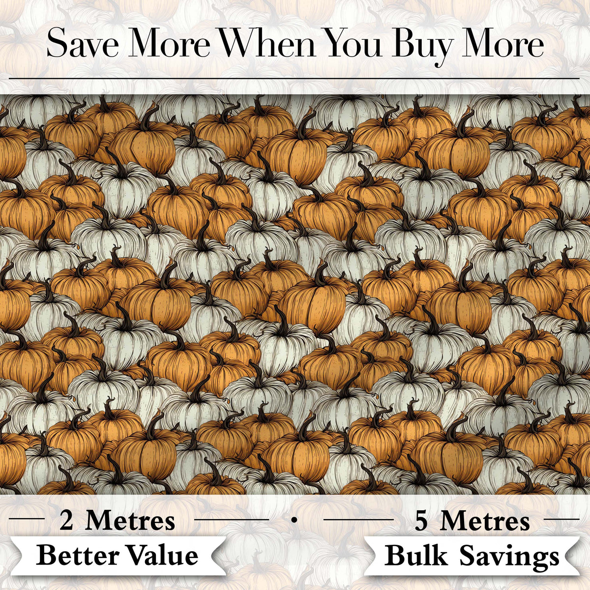Rustic Pumpkin Patch Seamless Pattern Autumn Harvest Farm Fabric Digital Print Fabric by the Metre UK Sewing Quilting Textile
