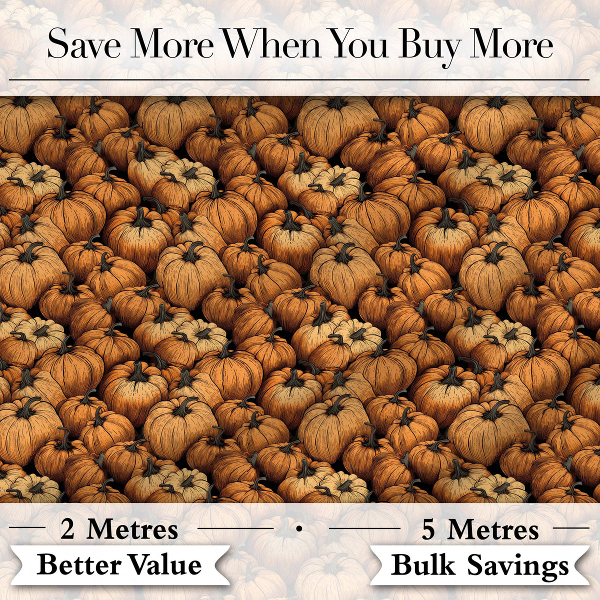 Rustic Harvest Pumpkins Cluster Seamless Pattern Dark Background Autumn Theme Digital Print Fabric by the Metre UK Sewing Quilting Textile
