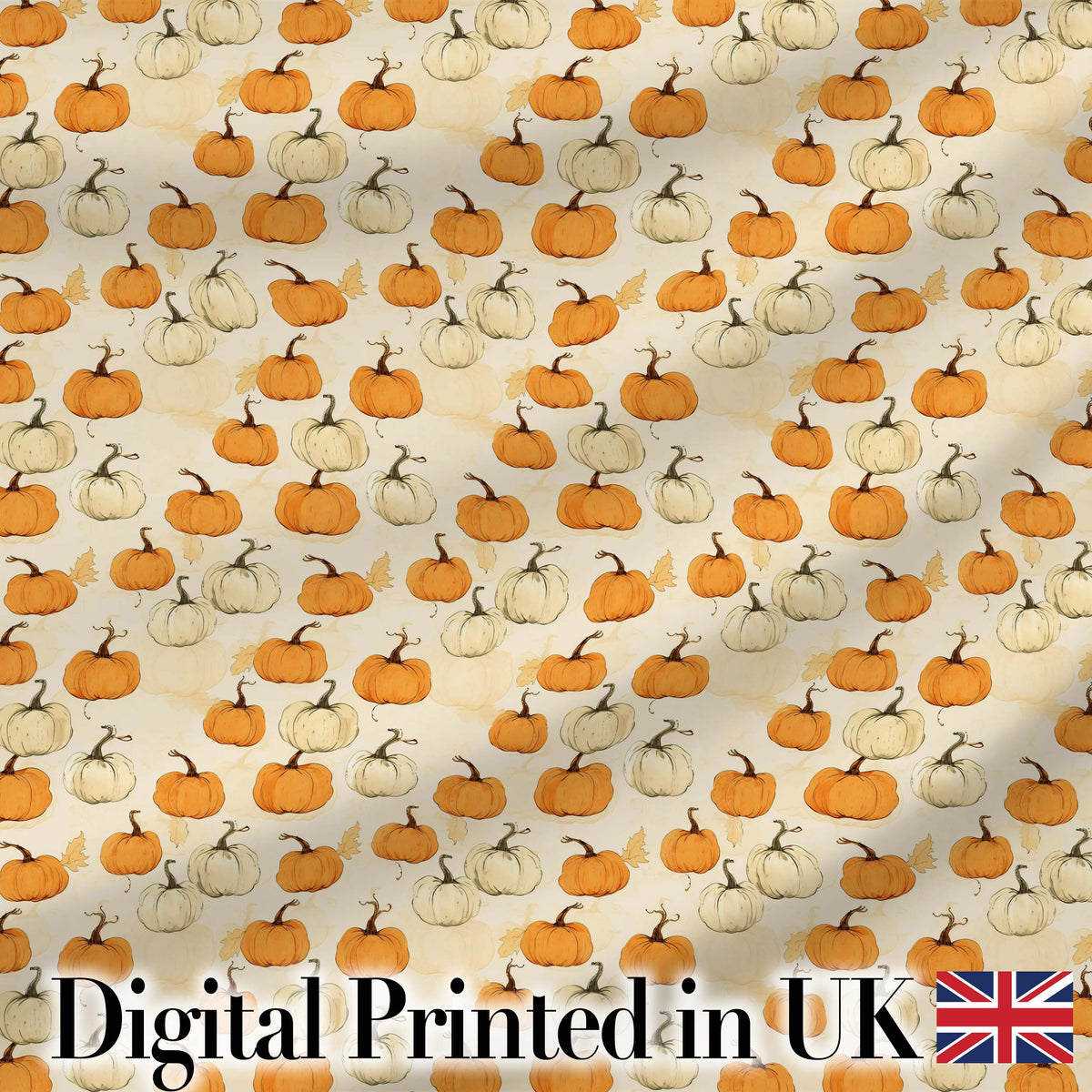 Soft Watercolor Pumpkins in Orange and White Seamless Pattern Light Background Digital Print Fabric by the Metre UK Sewing Quilting Textile