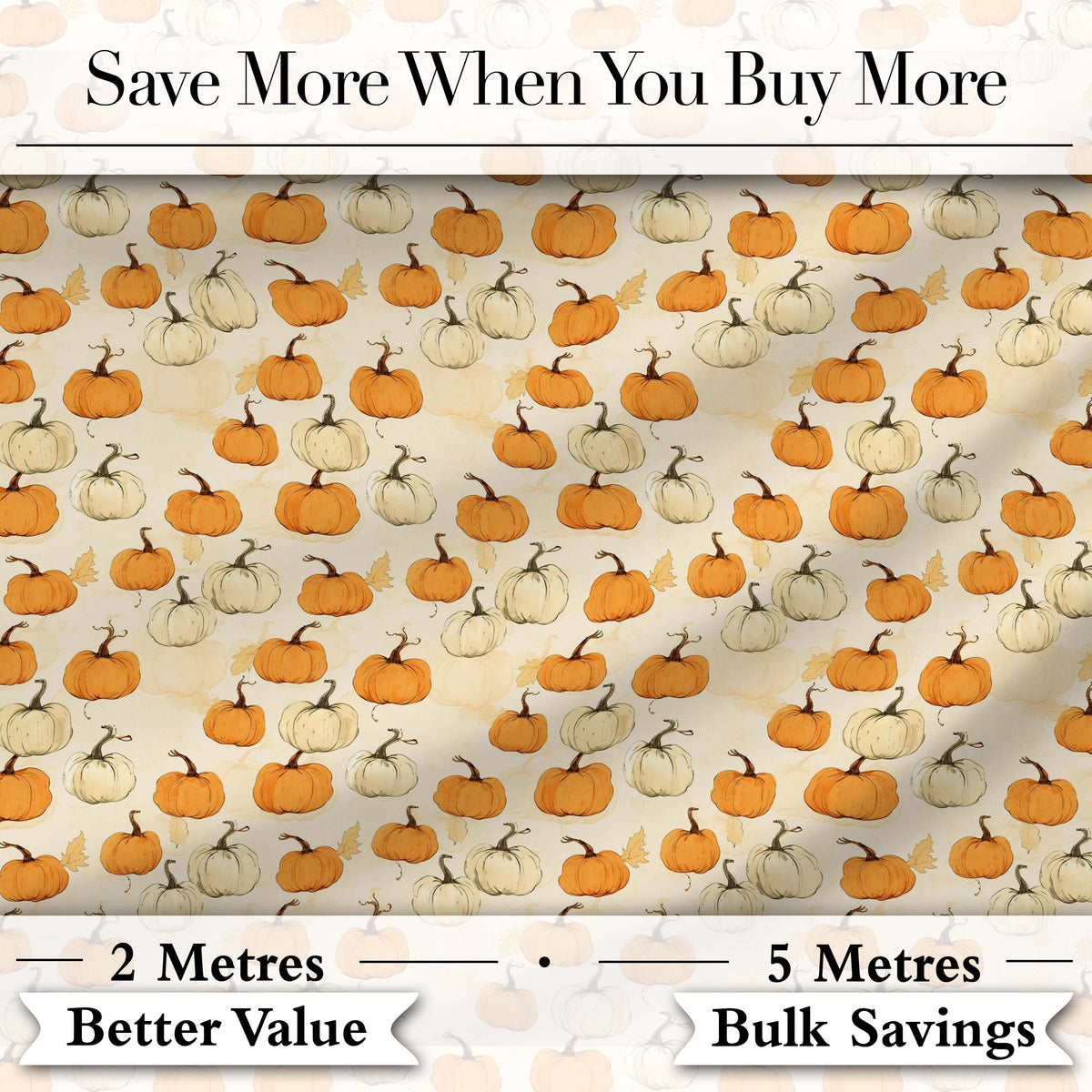 Soft Watercolor Pumpkins in Orange and White Seamless Pattern Light Background Digital Print Fabric by the Metre UK Sewing Quilting Textile