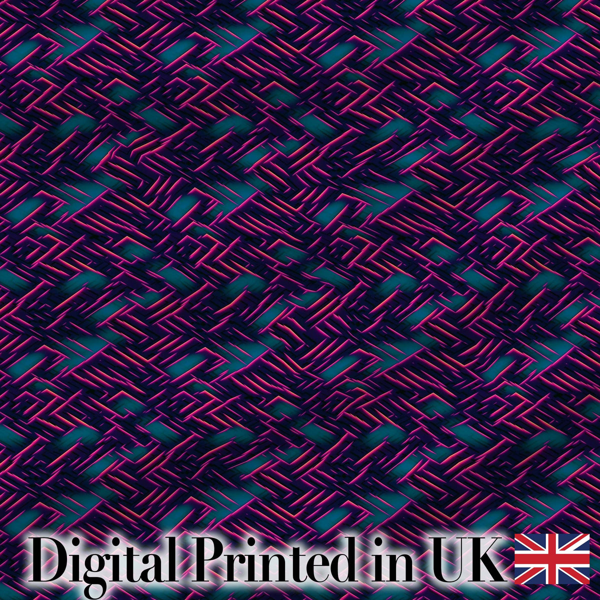 Abstract Neon Zigzag Texture Pattern Dark Background Futuristic Lines Digital Print Fabric by the Metre UK Sewing Quilting Textile