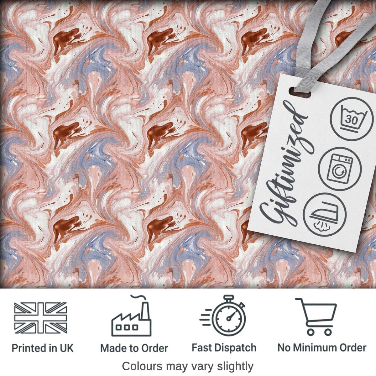 Soft Pastel Marble Swirl Abstract Seamless Pattern Elegant Fluid Art Digital Print Fabric by the Metre UK Sewing Quilting Textile
