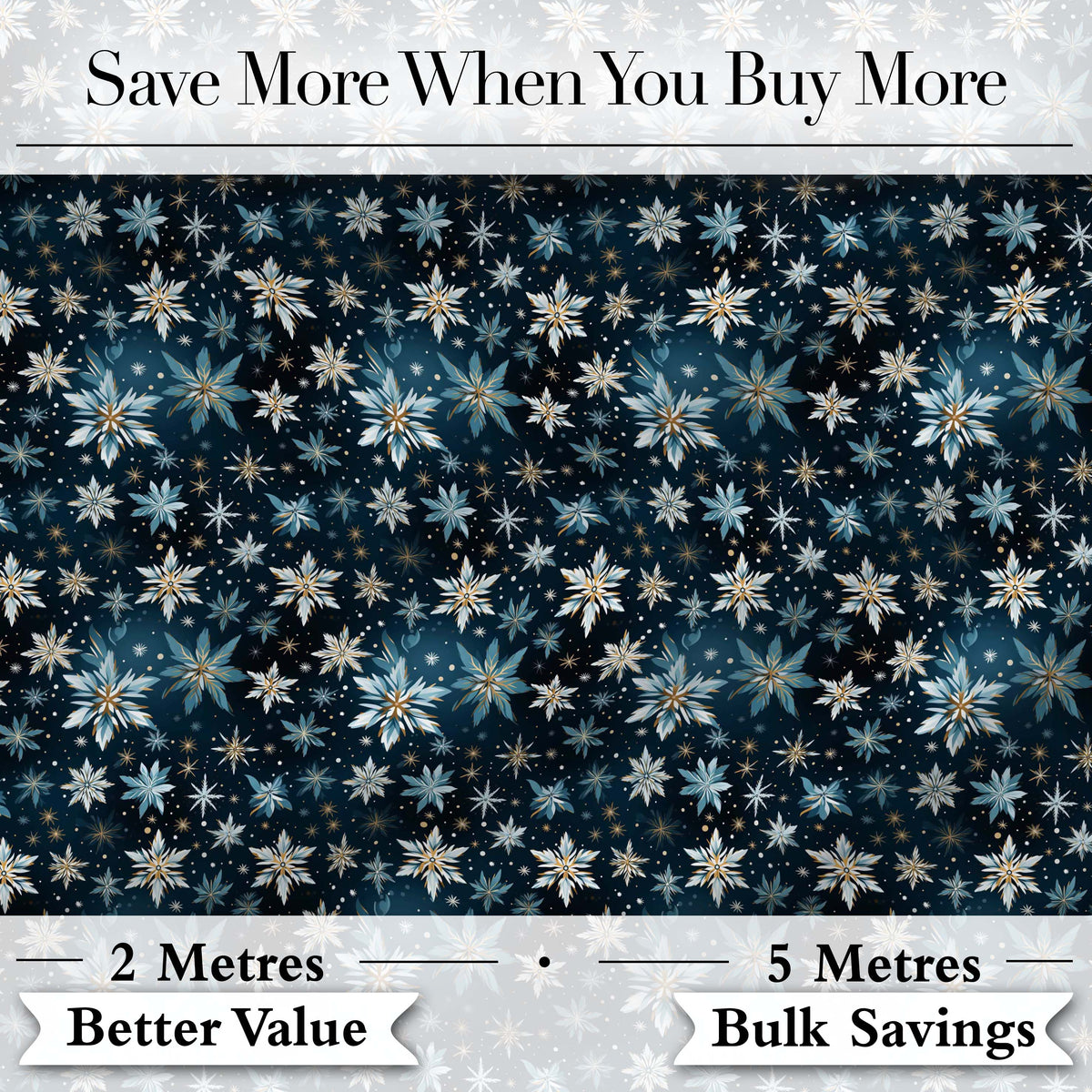 Dark Blue Floral Starburst Seamless Pattern Elegant Night Sky Background Digital Print Fabric by the Metre UK Sewing Quilting Textile