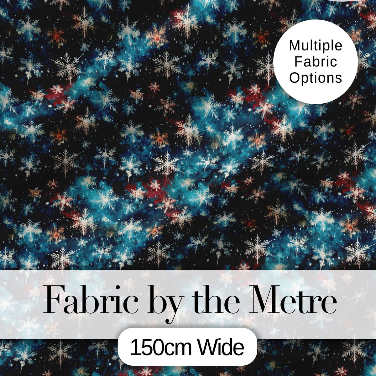 Galaxy Snowflake Star Seamless Pattern Dark Cosmic Winter Background Digital Print Fabric by the Metre UK Sewing Quilting Textile
