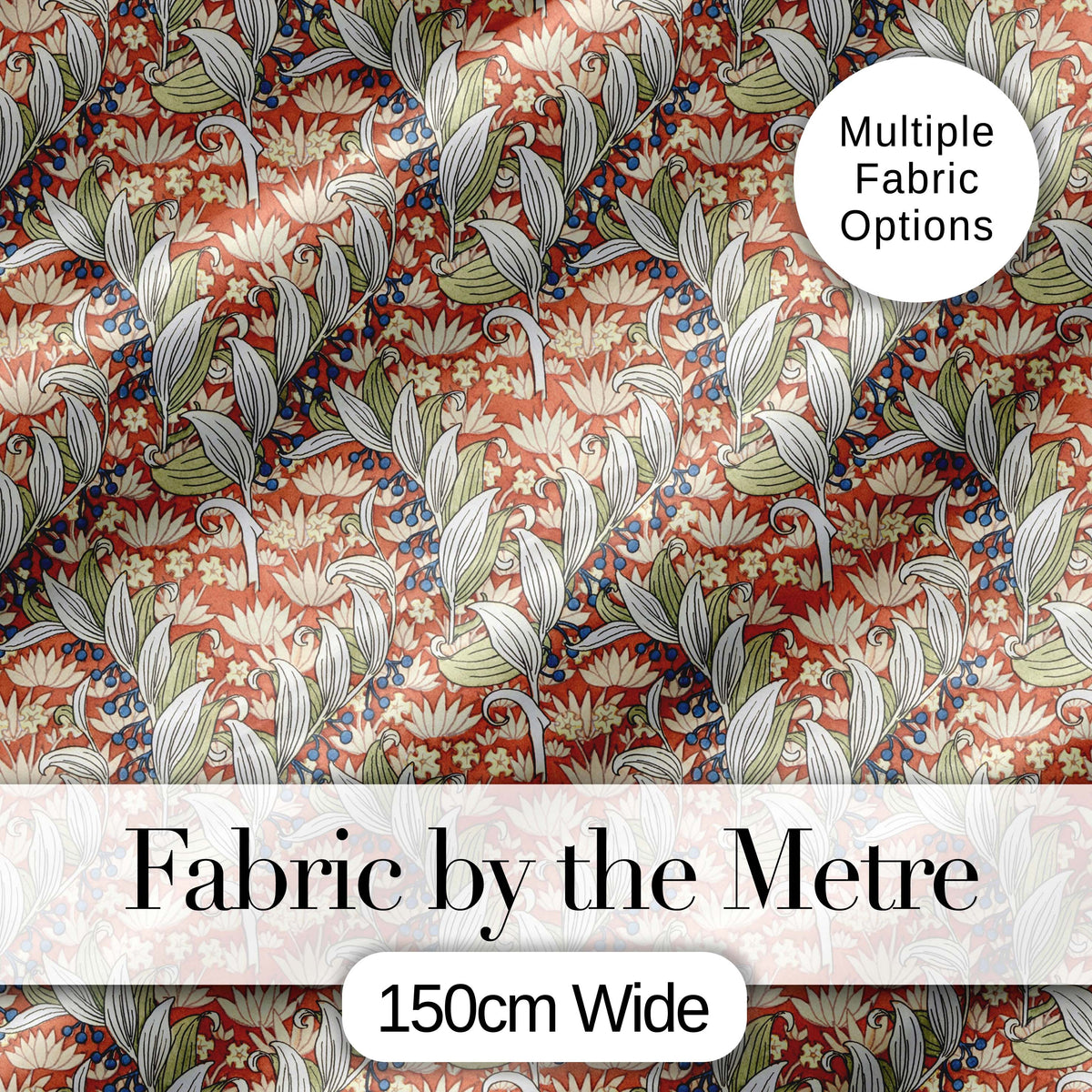 Vintage Botanical Lily Floral Seamless Pattern Classic Art Nouveau Style Digital Print Fabric by the Metre UK Sewing Quilting Textile