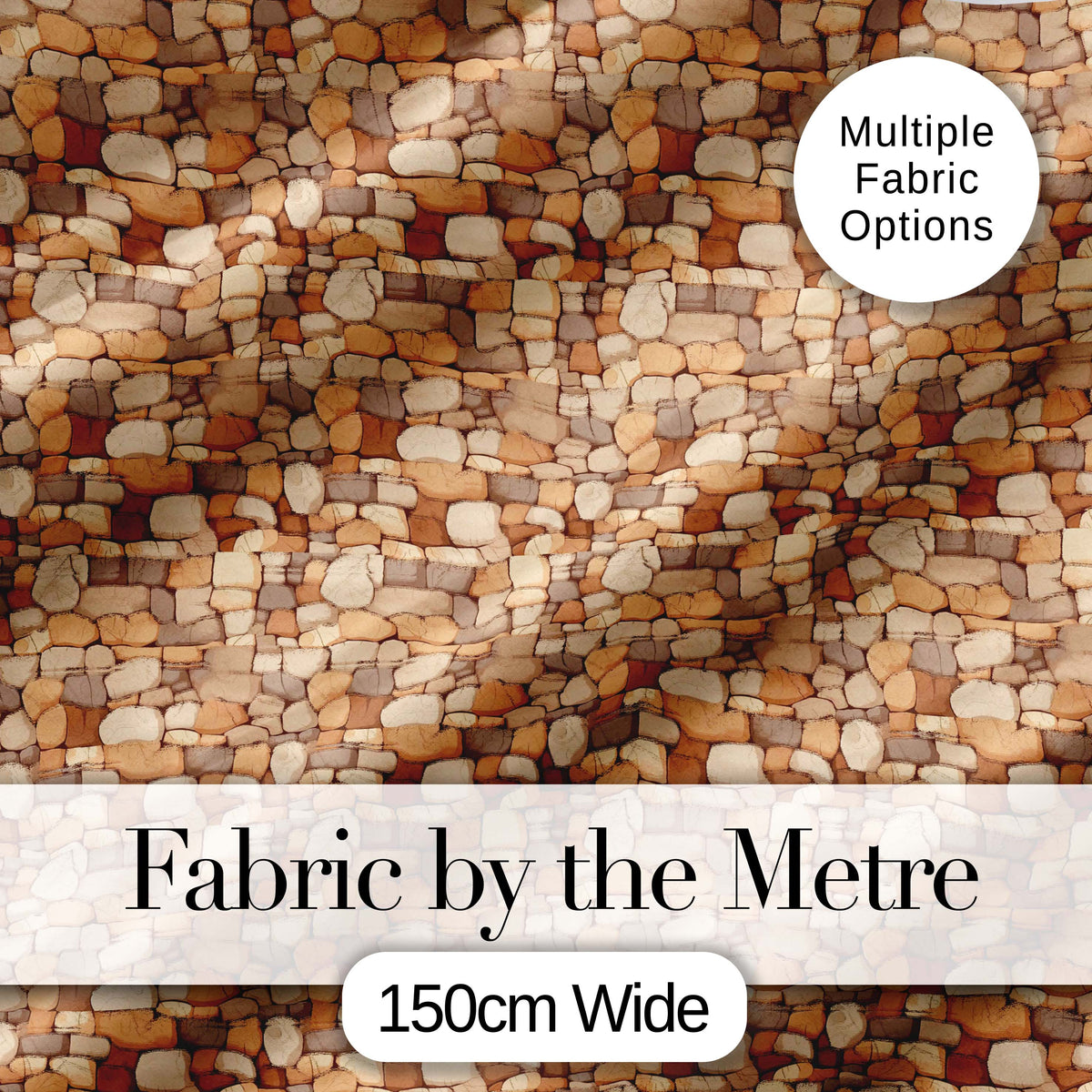 Warm Beige Stone Wall Seamless Pattern Rustic Natural Rock Texture Digital Print Fabric by the Metre UK Sewing Quilting Textile