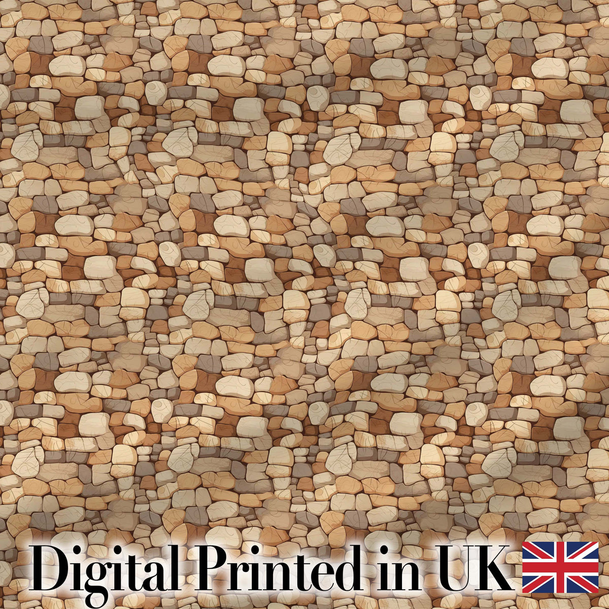Warm Beige Stone Wall Seamless Pattern Rustic Natural Rock Texture Digital Print Fabric by the Metre UK Sewing Quilting Textile