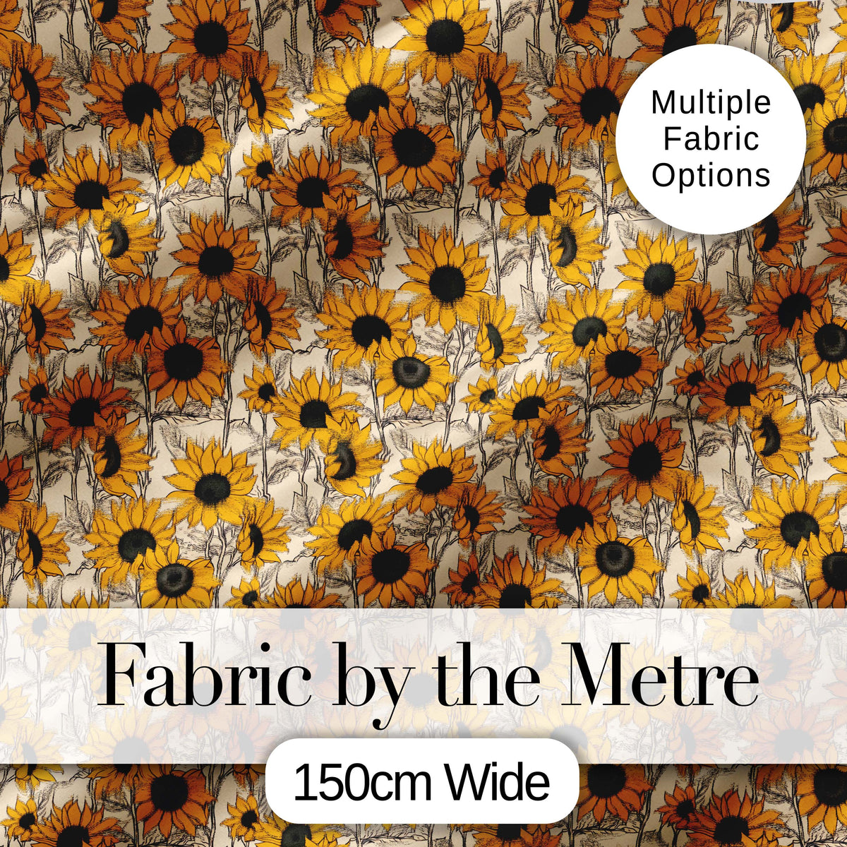 Sunflower Floral Seamless Pattern Bold Yellow Botanical Garden Design Digital Print Fabric by the Metre UK Sewing Quilting Textile
