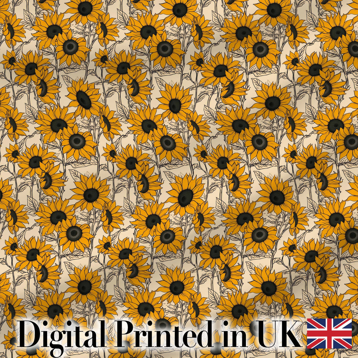 Sunflower Floral Seamless Pattern Bold Yellow Botanical Garden Design Digital Print Fabric by the Metre UK Sewing Quilting Textile