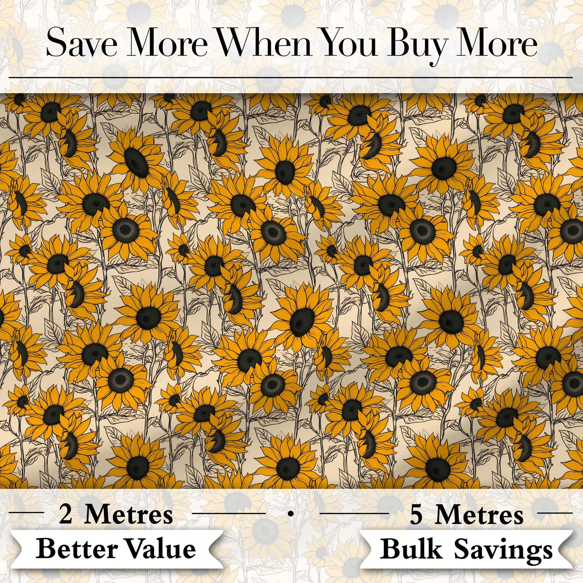 Sunflower Floral Seamless Pattern Bold Yellow Botanical Garden Design Digital Print Fabric by the Metre UK Sewing Quilting Textile