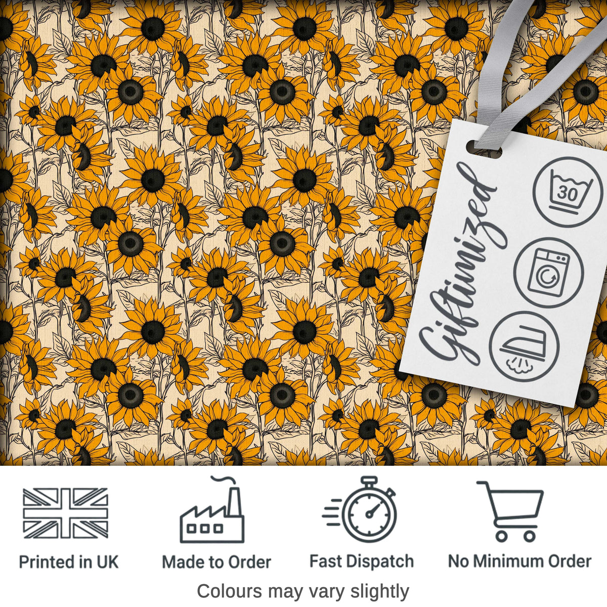 Sunflower Floral Seamless Pattern Bold Yellow Botanical Garden Design Digital Print Fabric by the Metre UK Sewing Quilting Textile