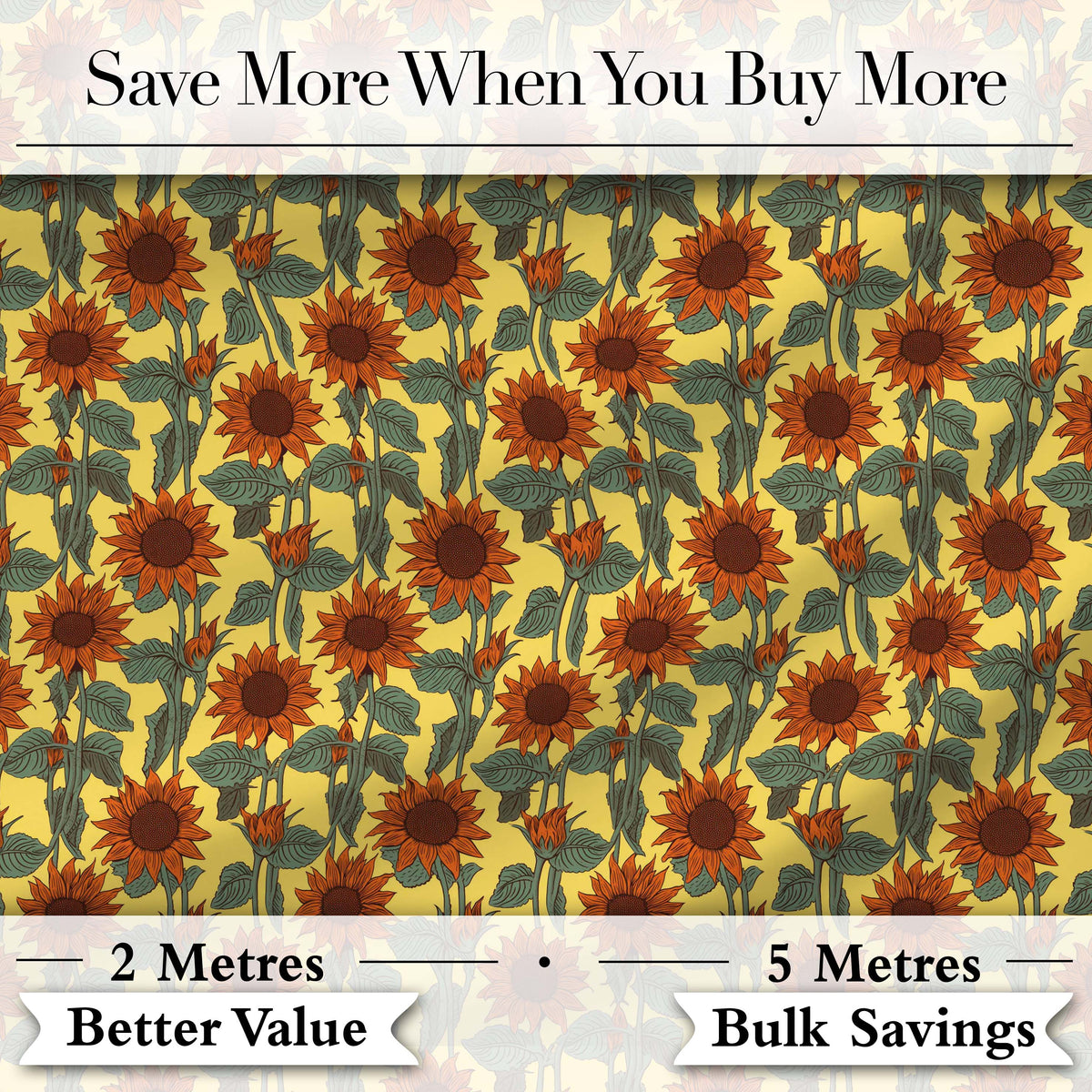 Retro Orange Sunflower Floral Seamless Pattern Vintage Botanical Garden Design Digital Print Fabric by the Metre UK Sewing Quilting Textile