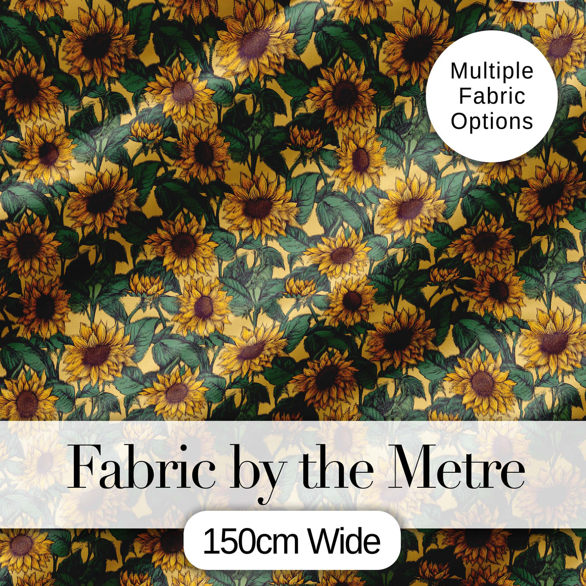 Yellow Sunflower Floral Seamless Pattern Classic Botanical Garden Design Digital Print Fabric by the Metre UK Sewing Quilting Textile