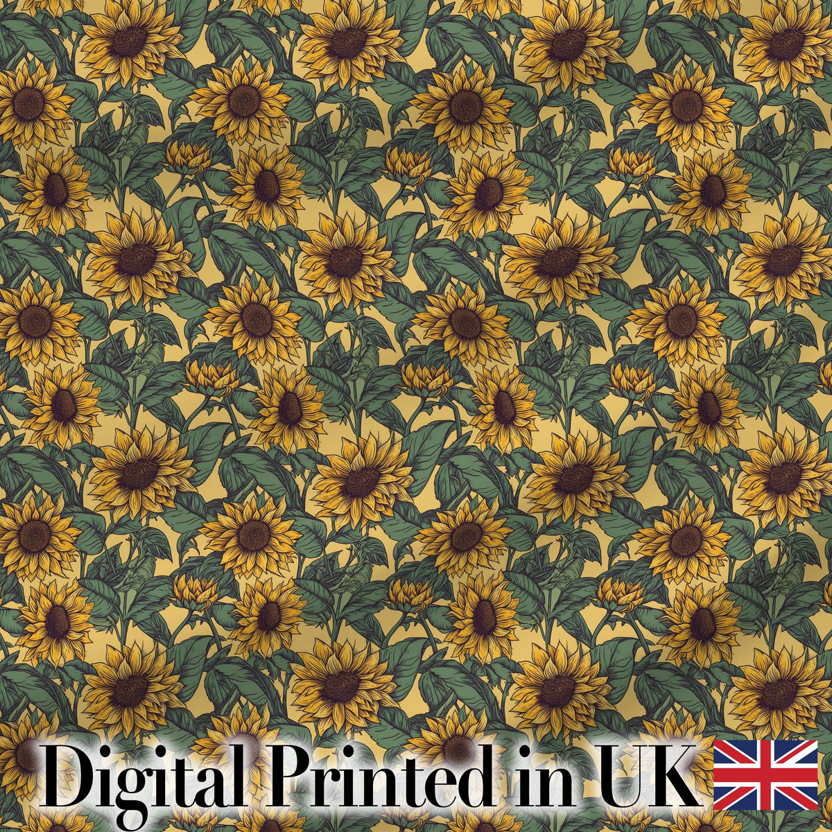 Yellow Sunflower Floral Seamless Pattern Classic Botanical Garden Design Digital Print Fabric by the Metre UK Sewing Quilting Textile